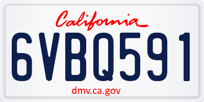 CA license plate 6VBQ591