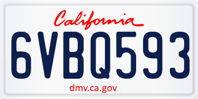 CA license plate 6VBQ593