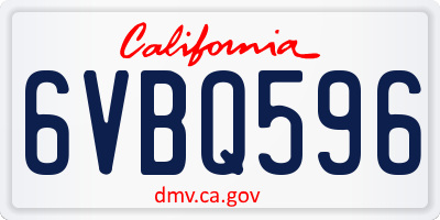 CA license plate 6VBQ596