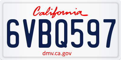 CA license plate 6VBQ597
