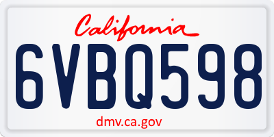 CA license plate 6VBQ598
