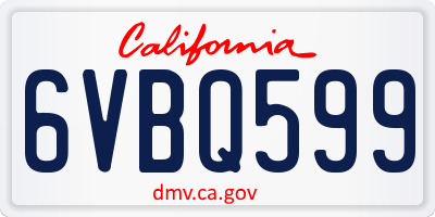 CA license plate 6VBQ599