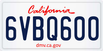 CA license plate 6VBQ600