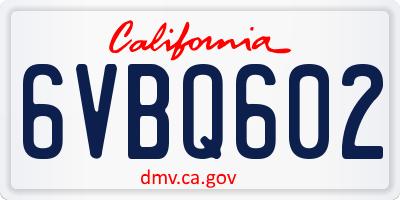 CA license plate 6VBQ602