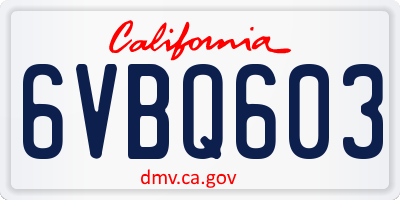 CA license plate 6VBQ603