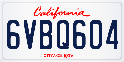 CA license plate 6VBQ604