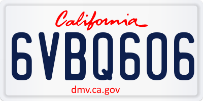 CA license plate 6VBQ606