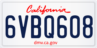 CA license plate 6VBQ608