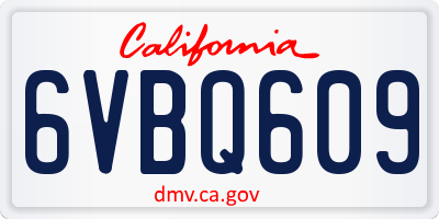 CA license plate 6VBQ609