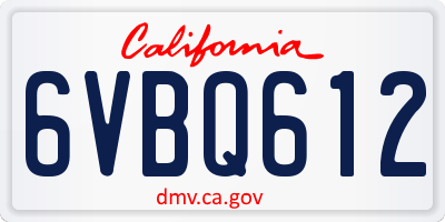 CA license plate 6VBQ612