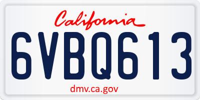 CA license plate 6VBQ613
