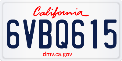 CA license plate 6VBQ615