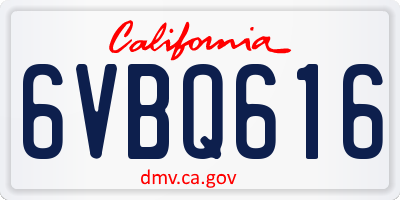 CA license plate 6VBQ616