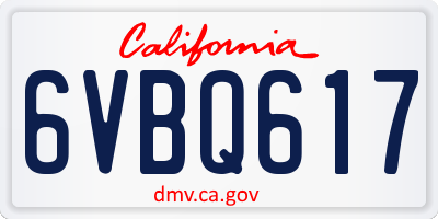 CA license plate 6VBQ617