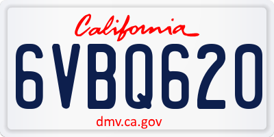 CA license plate 6VBQ620