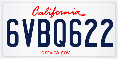 CA license plate 6VBQ622