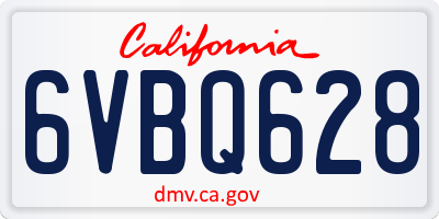 CA license plate 6VBQ628