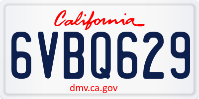 CA license plate 6VBQ629