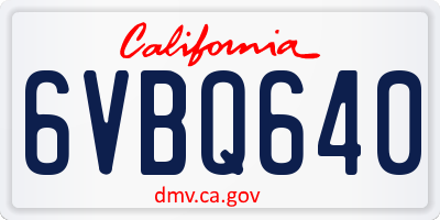 CA license plate 6VBQ640