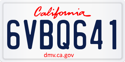 CA license plate 6VBQ641