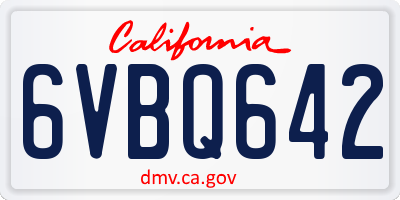 CA license plate 6VBQ642