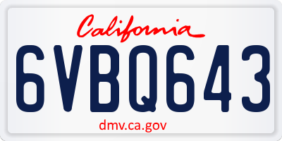 CA license plate 6VBQ643