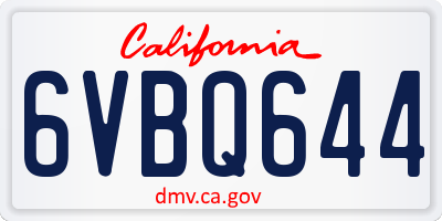 CA license plate 6VBQ644