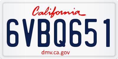 CA license plate 6VBQ651