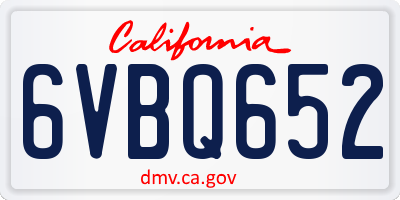 CA license plate 6VBQ652