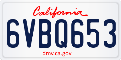 CA license plate 6VBQ653
