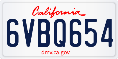 CA license plate 6VBQ654