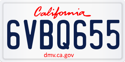 CA license plate 6VBQ655