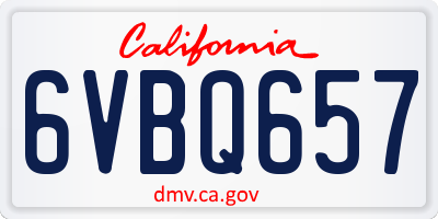 CA license plate 6VBQ657