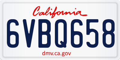 CA license plate 6VBQ658