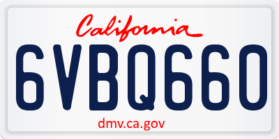 CA license plate 6VBQ660