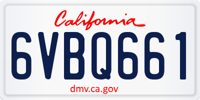 CA license plate 6VBQ661
