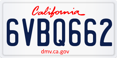 CA license plate 6VBQ662