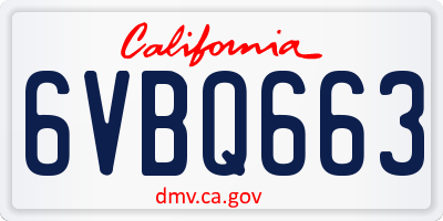 CA license plate 6VBQ663