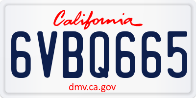 CA license plate 6VBQ665