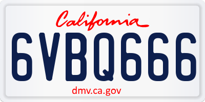 CA license plate 6VBQ666