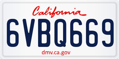 CA license plate 6VBQ669