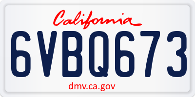 CA license plate 6VBQ673