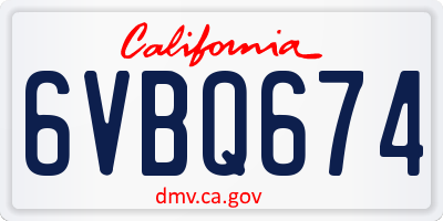 CA license plate 6VBQ674