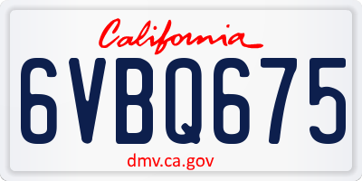 CA license plate 6VBQ675