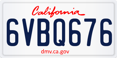 CA license plate 6VBQ676