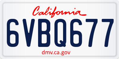 CA license plate 6VBQ677