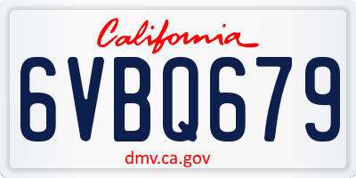CA license plate 6VBQ679