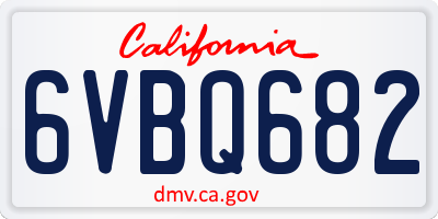 CA license plate 6VBQ682