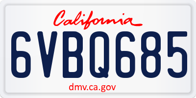 CA license plate 6VBQ685