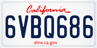CA license plate 6VBQ686